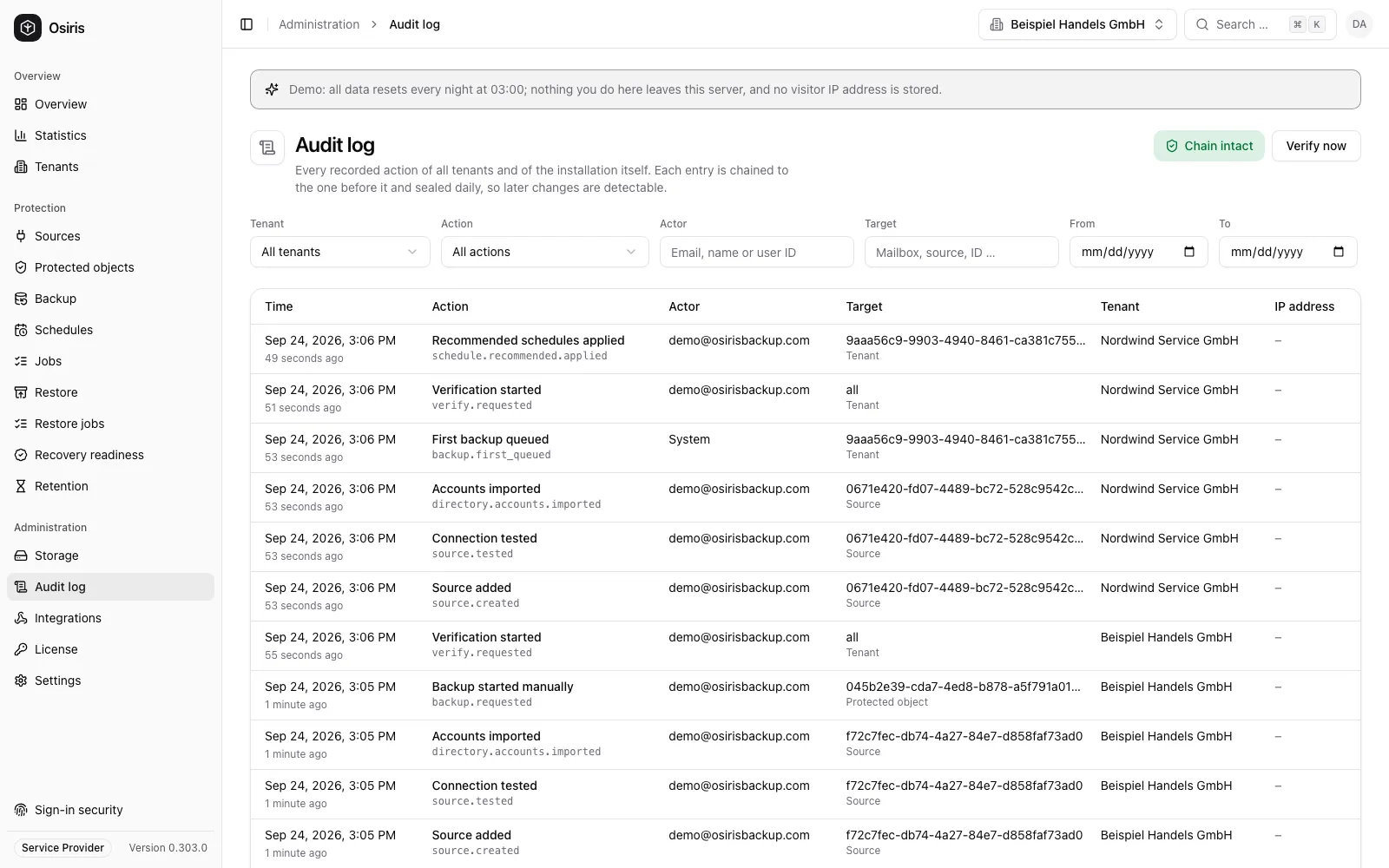 Audit log
